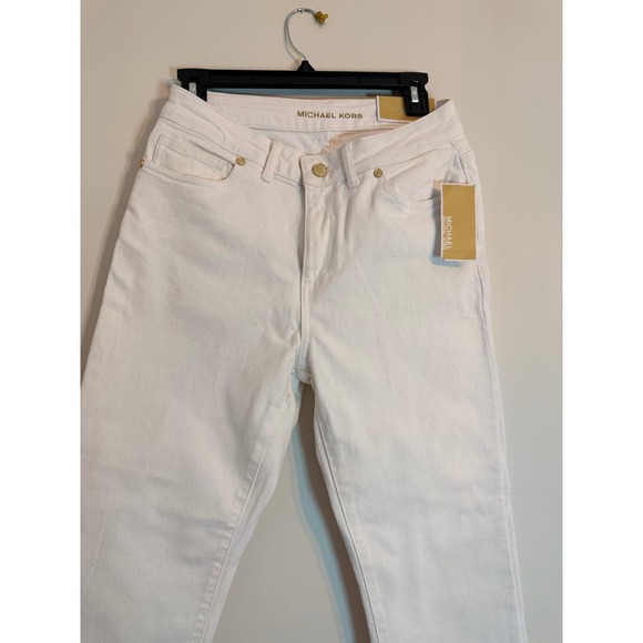 Michael Kors Selma high-rise crop flare white jeans size 4 NWT - Picture 2 of 6